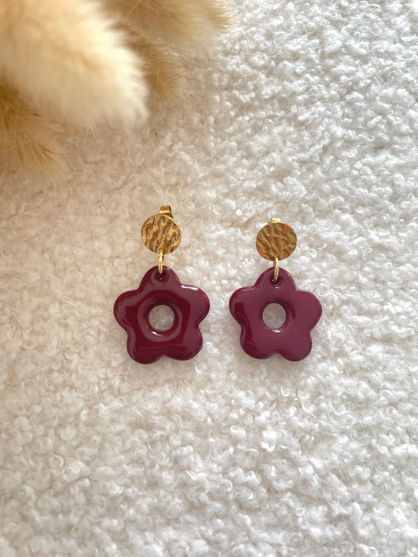 Boucles fleurs Bordeaux