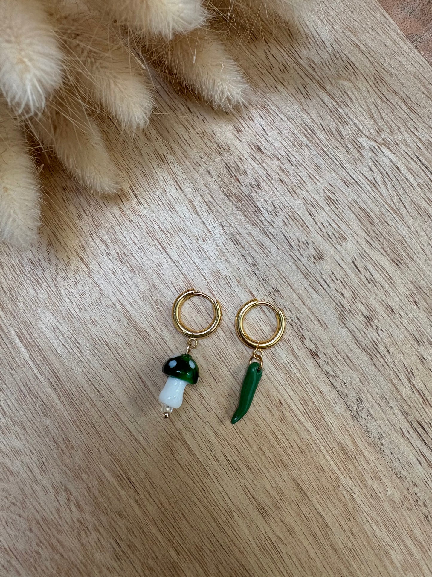 Boucles champignon/piment vert