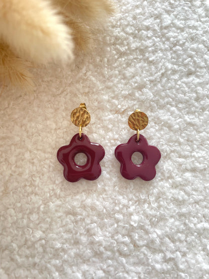 Boucles fleurs Bordeaux