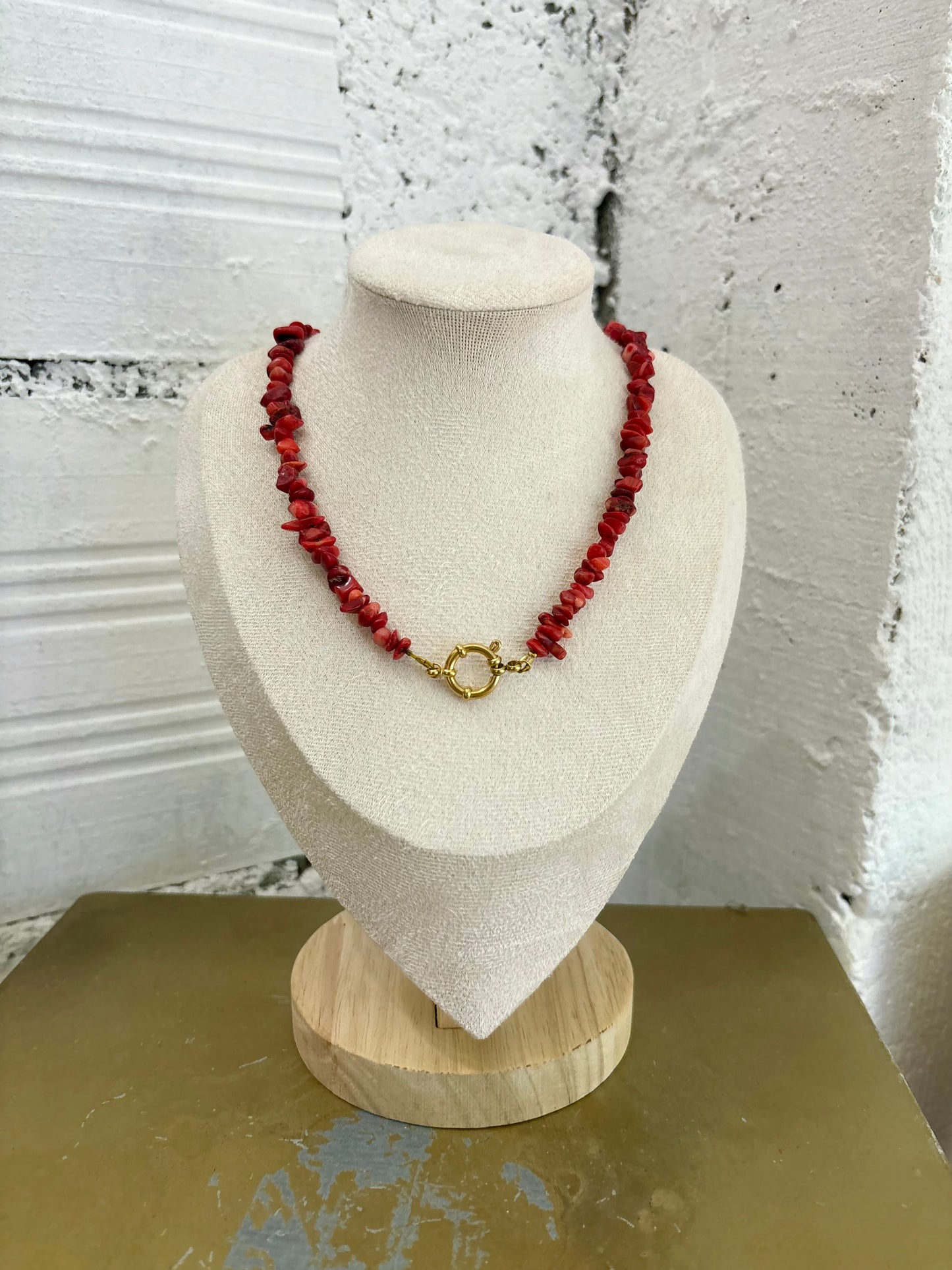 Collier perles rouges