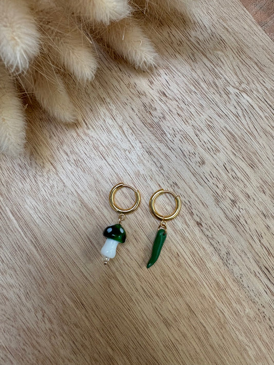 Boucles champignon/piment vert