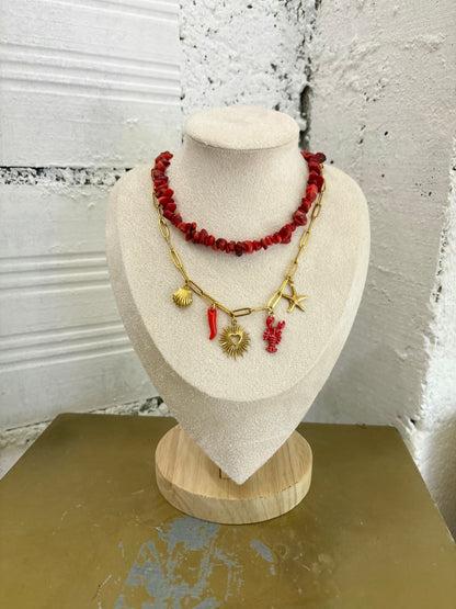 Collier perles rouges