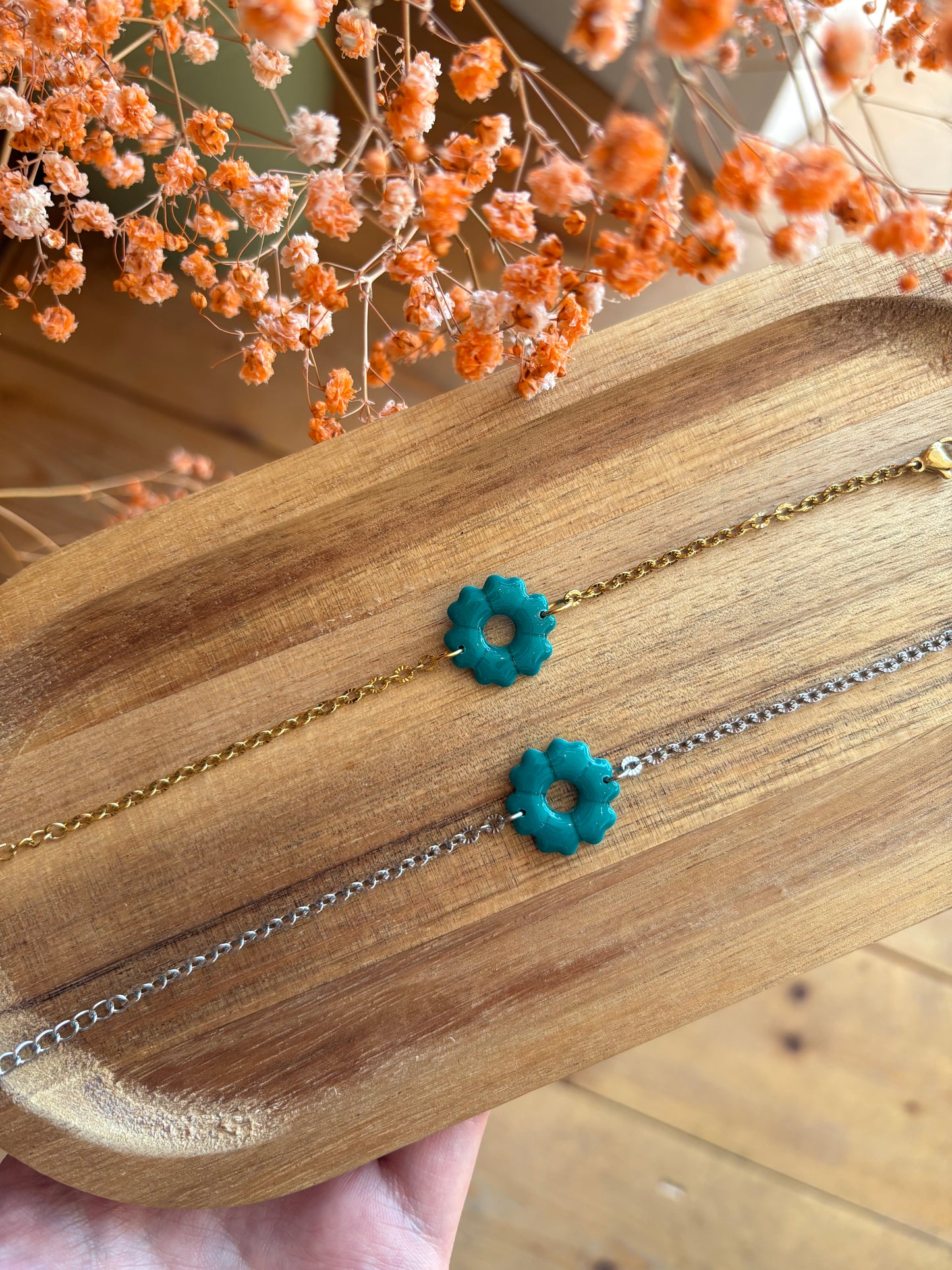 Bracelet fleur cœur Automne