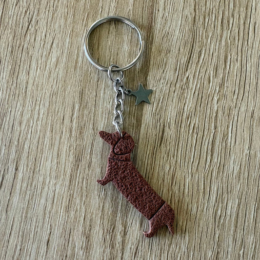 Porte clés teckel texturé