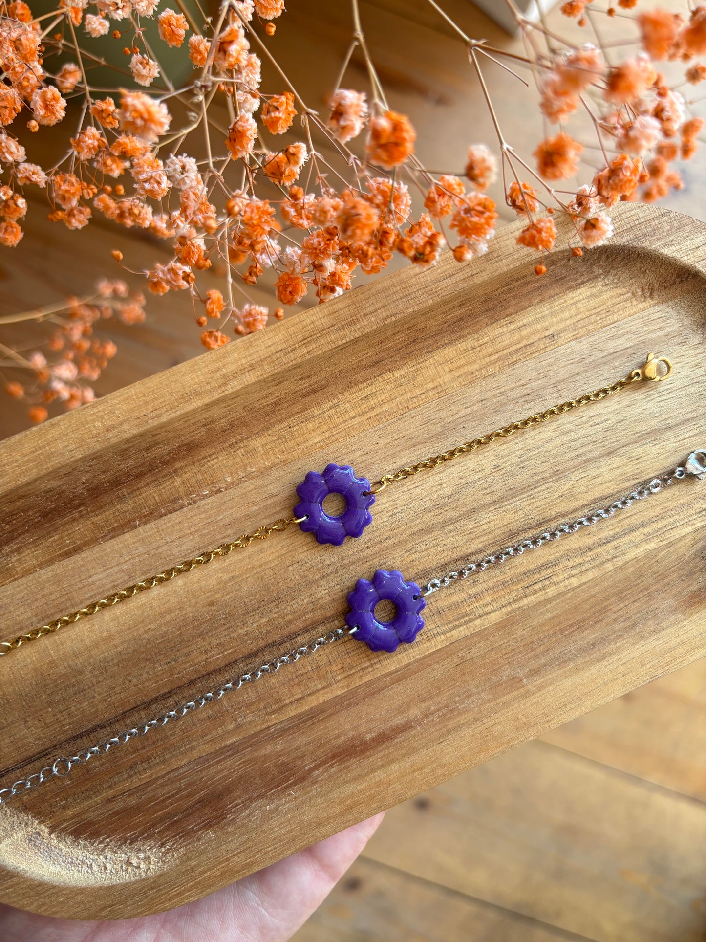 Bracelet fleur cœur Automne