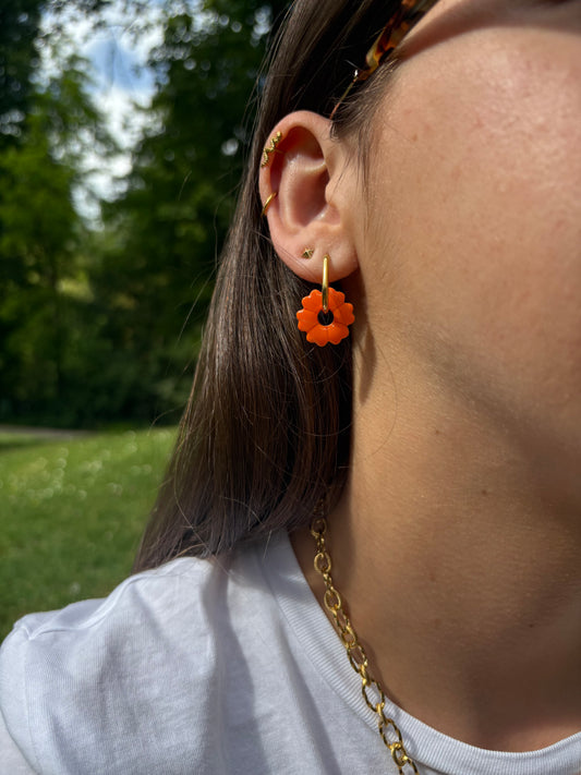 Créoles interchangeables fleur cœur