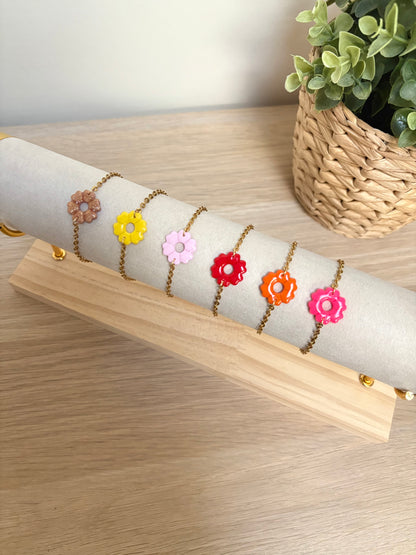 Bracelet chaîne fleur cœur