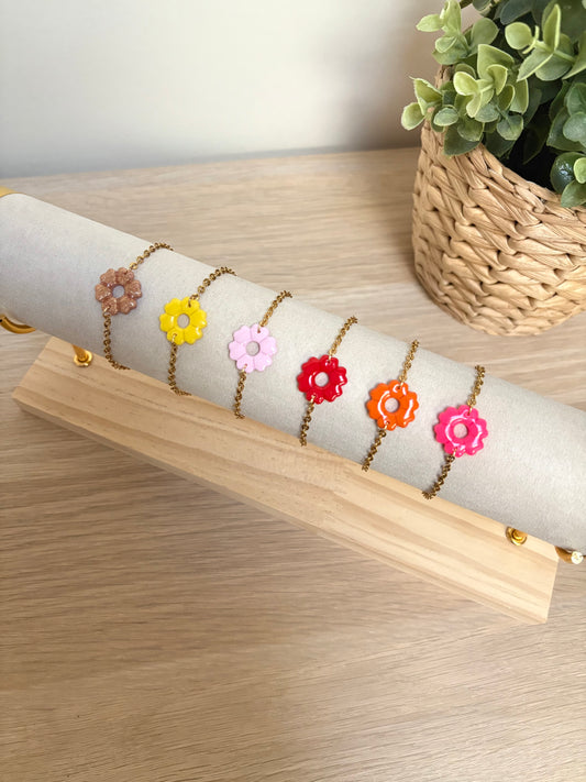 Bracelet chaîne fleur cœur