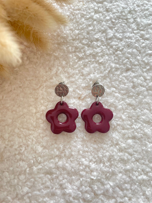 Boucles fleurs Bordeaux