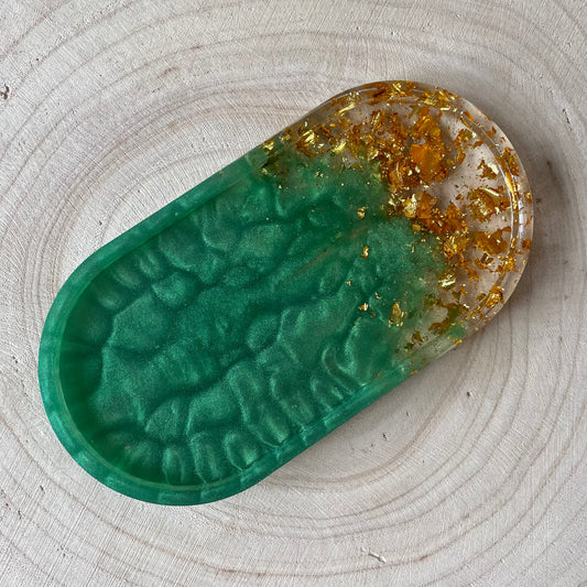 Petit plateau/vide poche vert doré