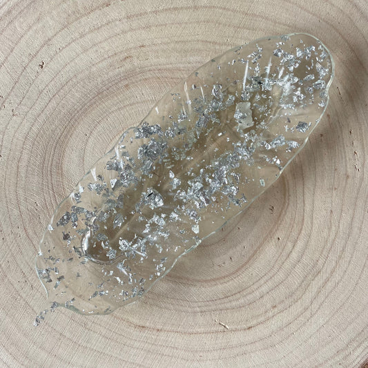 Vide poche plume argenté