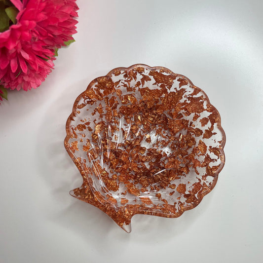 Vide poche coquillage feuilles rose gold